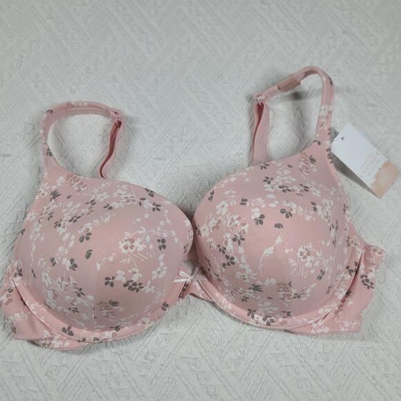 Cacique Boost Plunge bra The cotton cacique collection size 40c pink floral NWT - Picture 1 of 7